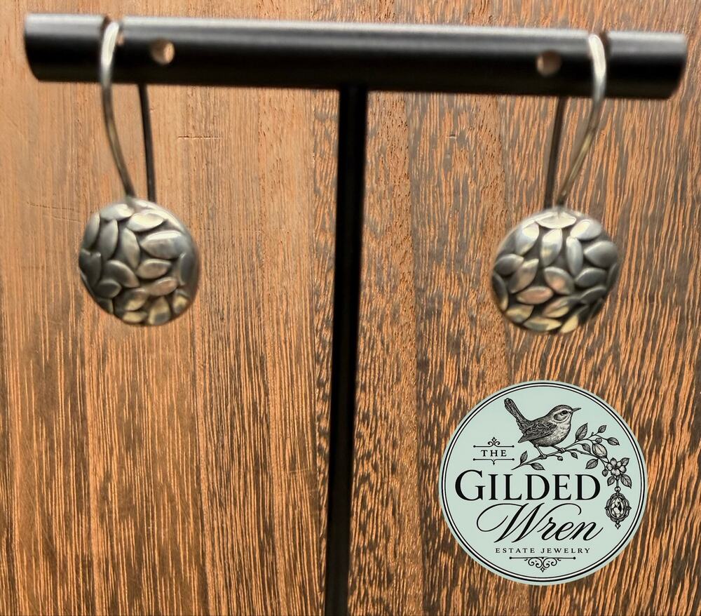 Silpada W1339 Sterling Silver Petal Leaf Drop Earrings Locking French Wire
